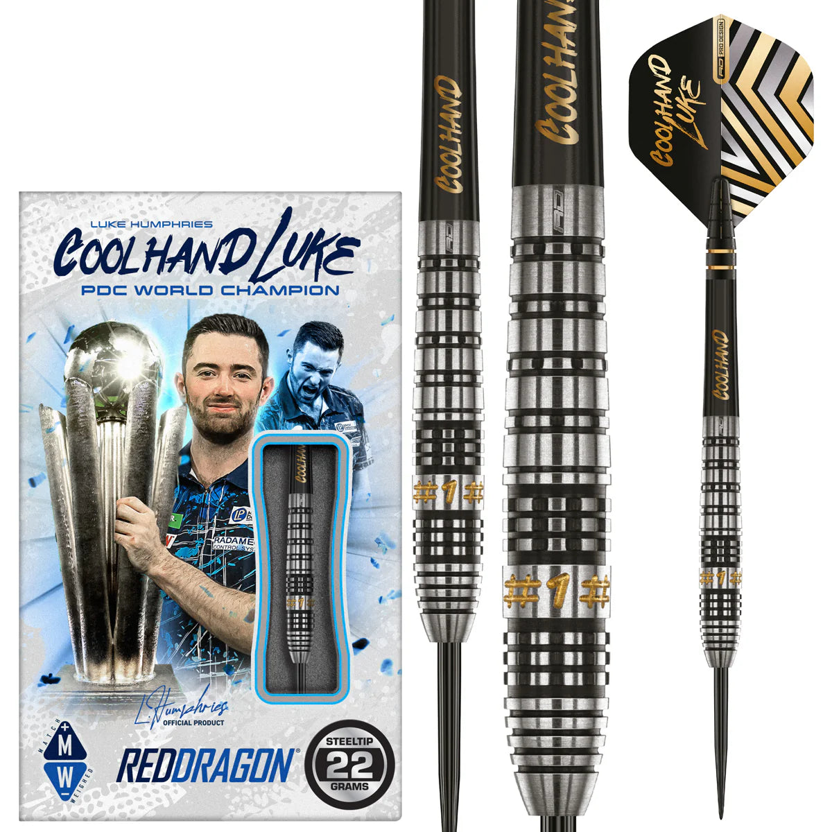 RED DRAGON - LUKE HUMPHRIES - PRESTIGE - STEEL TIP DARTS - 90% - 22g/23g/24g