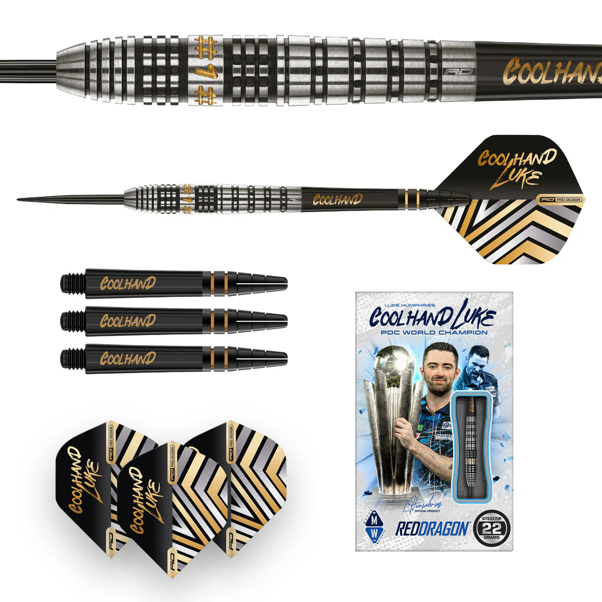 RED DRAGON - LUKE HUMPHRIES - PRESTIGE - STEEL TIP DARTS - 90% - 22g/23g/24g