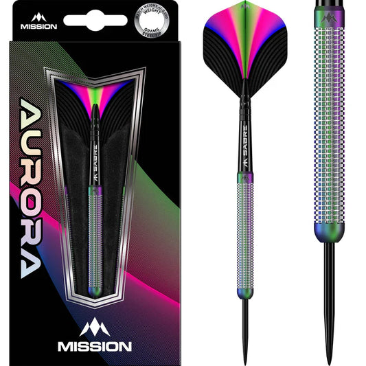 MISSION - AURORA - 90% - CORAL PVD - STEEL TIP DARTS  - 23g/25g