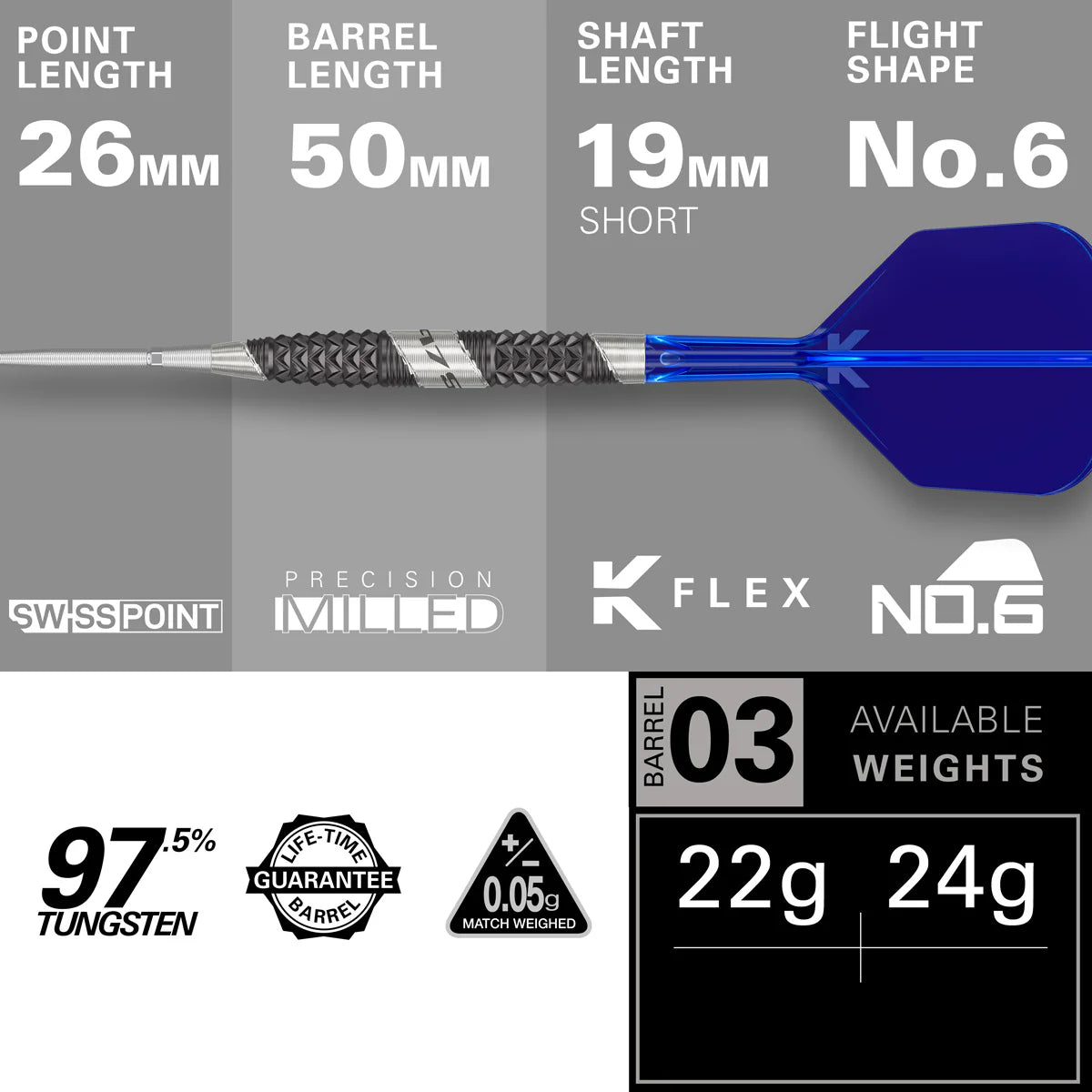 TARGET - 975 ULTRA MARINE - 03 - SWISS POINT DARTS - 97.5% - 22g/24g