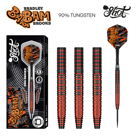 SHOT - BRADLEY BROOKS - PRO SERIES - 90% - STEEL TIP DARTS - 23g/25g