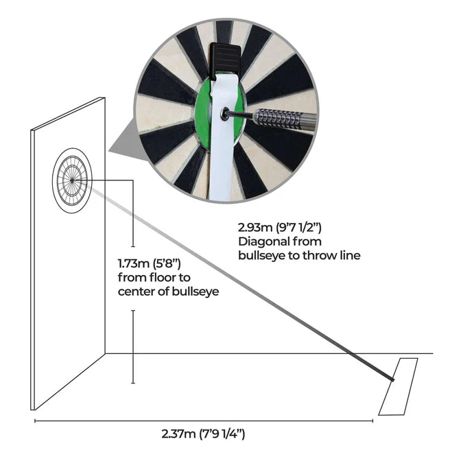 MISSION - RETRACTABLE DARTBOARD MEASURE - BOARD & OCHE GUIDE - EASY SET UP