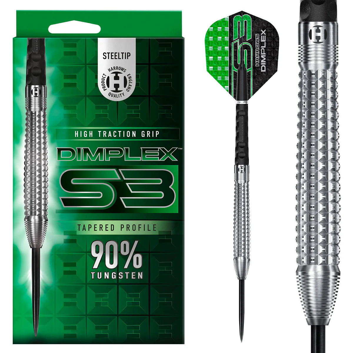 HARROWS - DIMPLEX S3 - TAPERED - STEEL TIP DARTS - 90% - 22g/23g/24g/26g