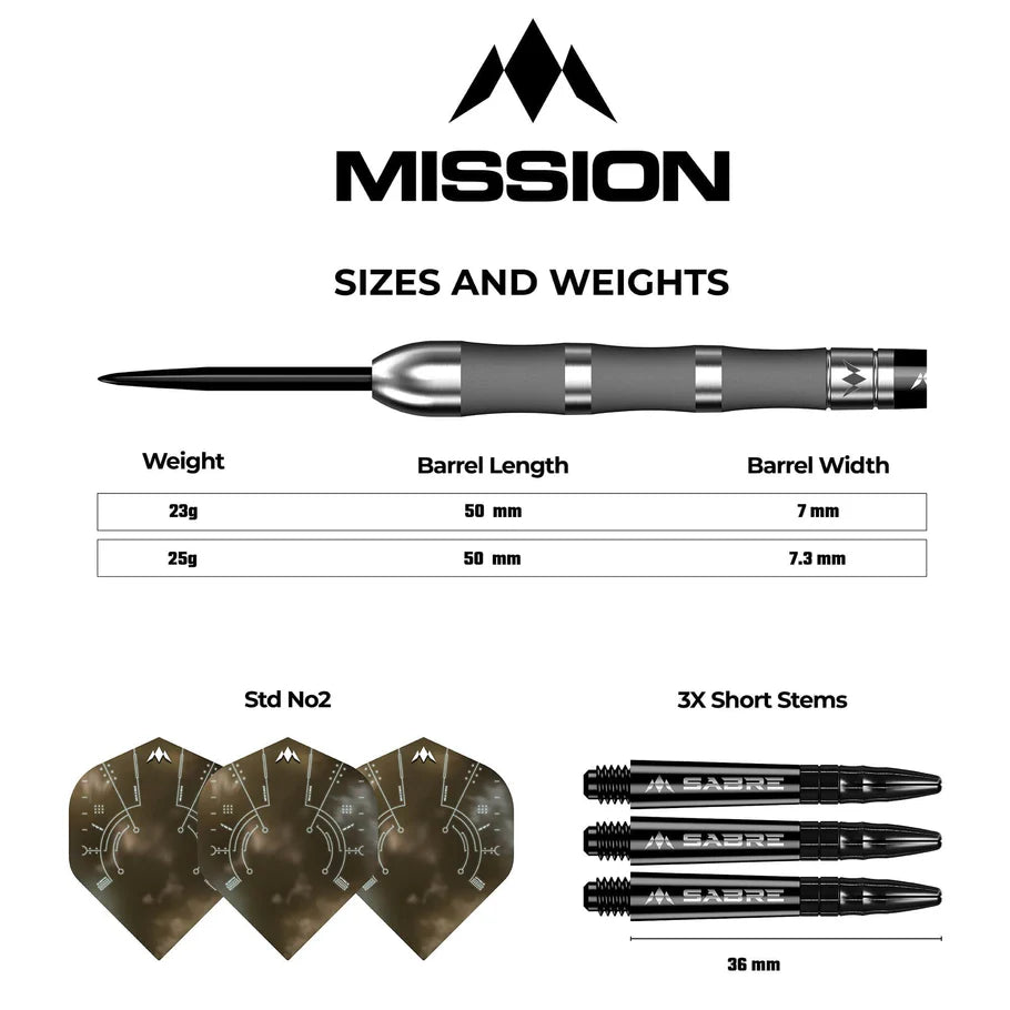 MISSION - SATURN 'FENRIR' - STEEL TIP DARTS  - 90% - 23g/25g