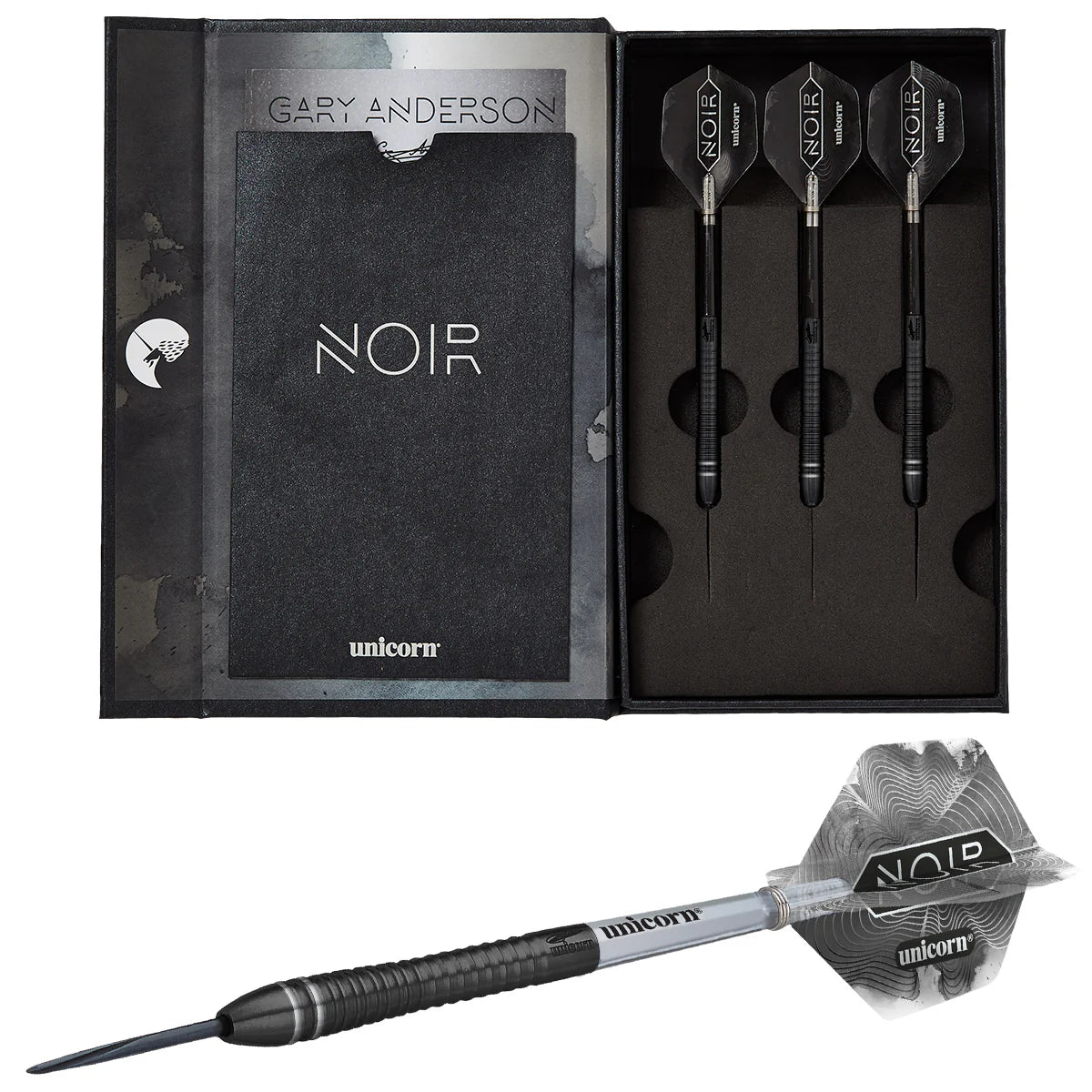 UNICORN - GARY ANDERSON - NOIR - PHASE 6 - STEEL TIP DARTS - 90% - 21g/22g/23g/24g/25g