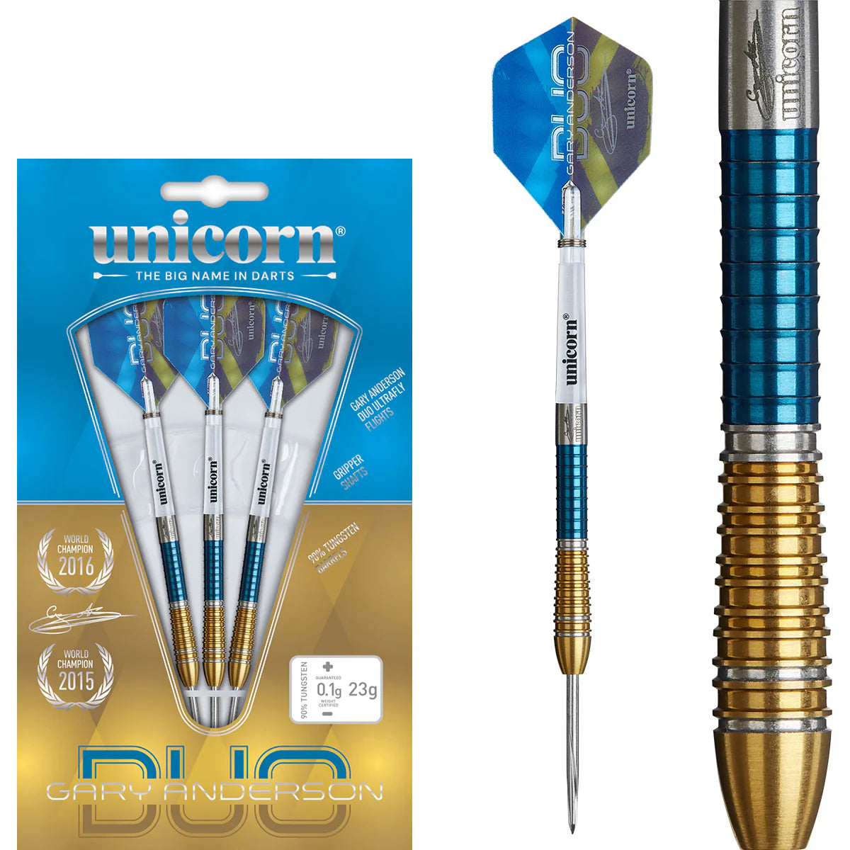 UNICORN - GARY ANDERSON - PHASE 6 'DUO' - STEEL TIP DARTS - 90% - 21g/22g/23g/24g/25g