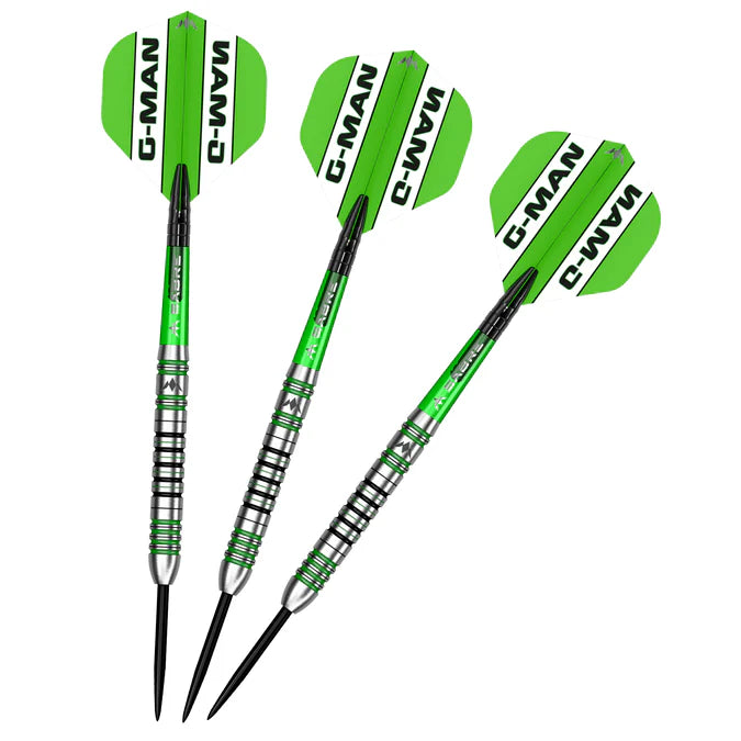 MISSION - GRAHAM HALL DARTS - STEEL TIP - 90% - BLACK & GREEN - 22g/24g