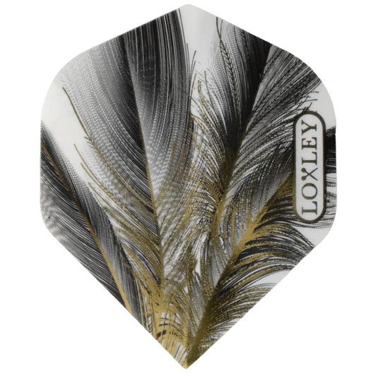 LOXLEY - GREY/GOLD FEATHER FLIGHTS - STANDARD No.2 - 100 MICRON - GREY/GOLD