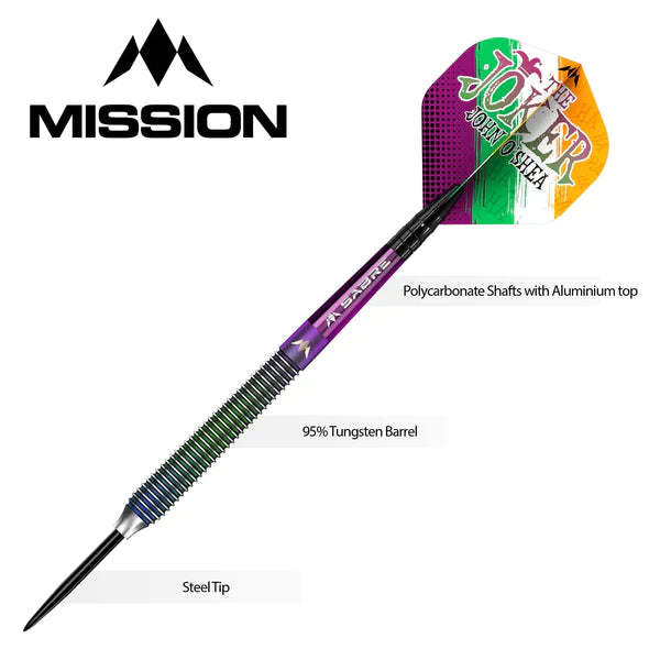 MISSION - JOHN O'SHEA - Steel Tip Darts - 95% - 22g/24g/26g