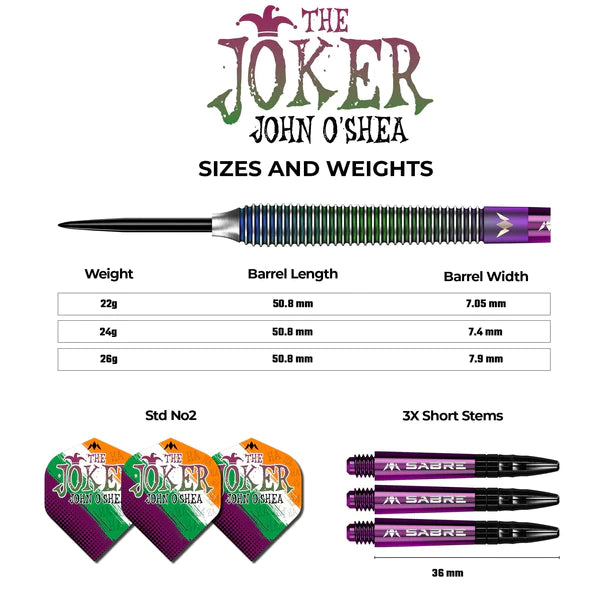 MISSION - JOHN O'SHEA - Steel Tip Darts - 95% - 22g/24g/26g