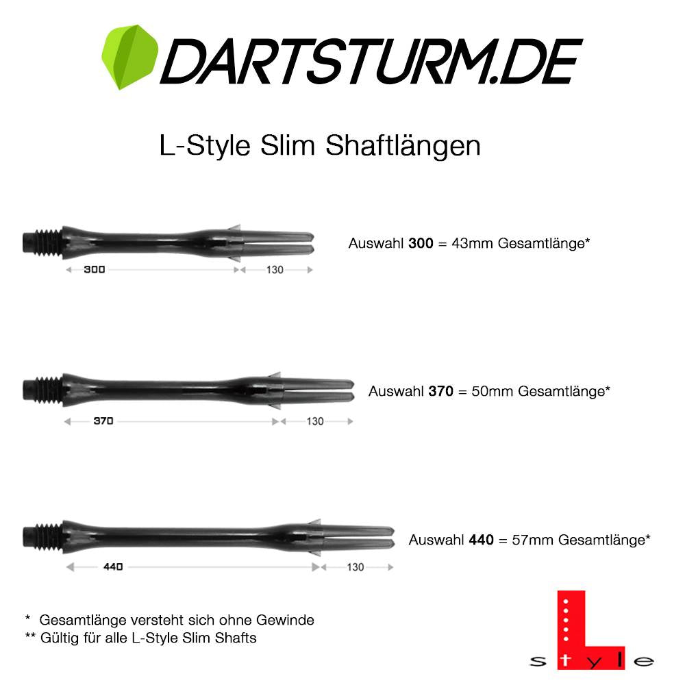 LSTYLE - LSHAFTS - LOCKED 'SLIM' - Plastic - Stems/Shafts - VARIOUS COLOURS