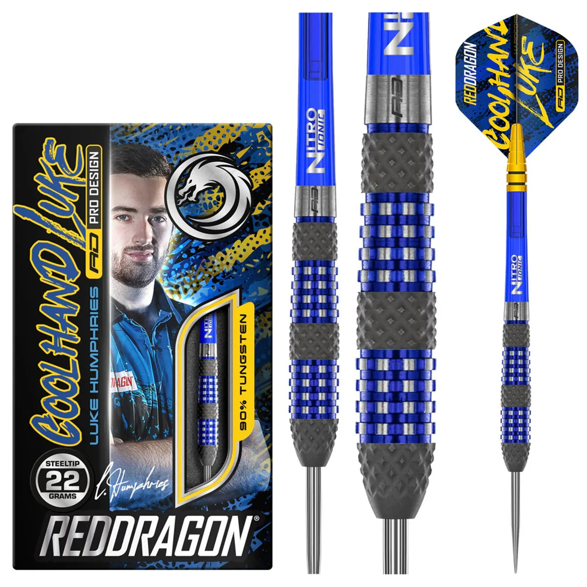 RED DRAGON - LUKE HUMPHRIES - TX2 ATOMISED - STEEL TIP DARTS - 90% - 22g/24g