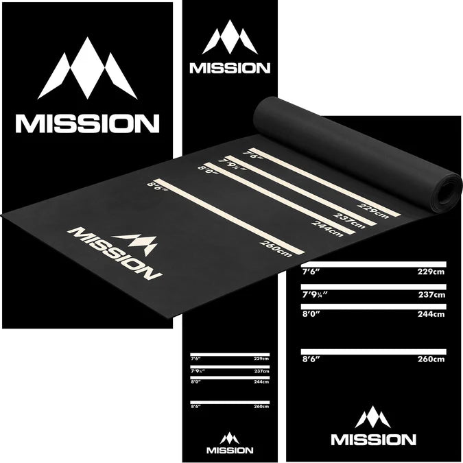 MISSION - DARTS MAT -  HEAVY DUTY RUBBER BLACK - PRO LEVEL DART MAT