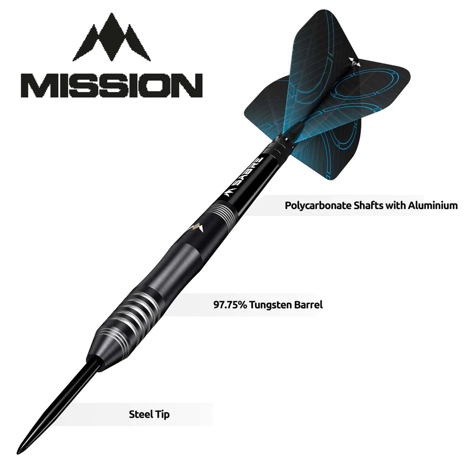 MISSION - PRECISION - STEEL TIP DARTS  - 90% - 23g/25g