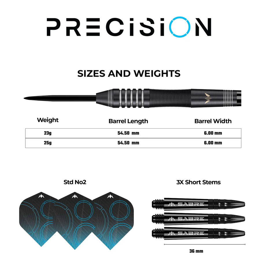 MISSION - PRECISION - STEEL TIP DARTS  - 90% - 23g/25g