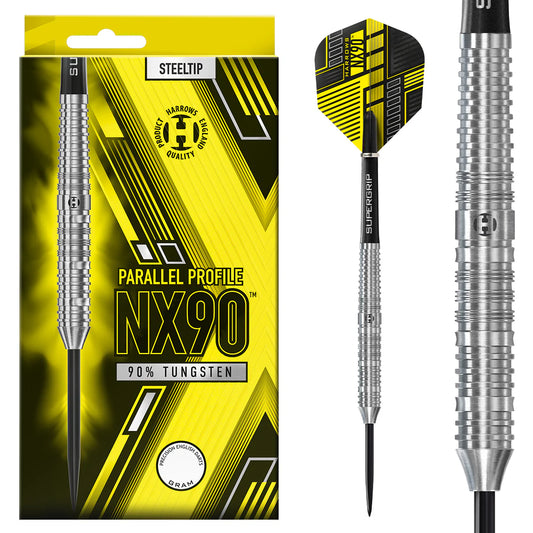 HARROWS - NX90 - PARALLEL - SILVER - STEEL TIP DARTS - 90% - 22g/23g/24g/26g