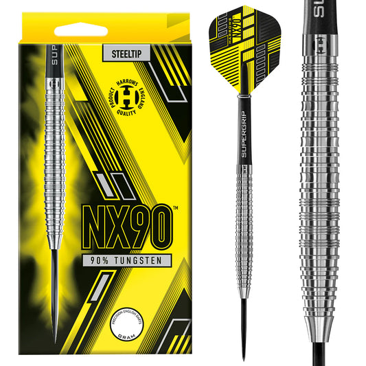 HARROWS - NX90 - SILVER - STEEL TIP DARTS - 90% - 21g/22g/23g/24g/25g/26g