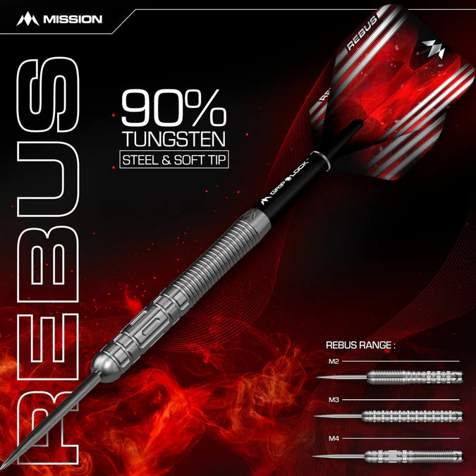 MISSION - REBUS - M2 - STEEL TIP DARTS - 90% - 21g/23g/25g