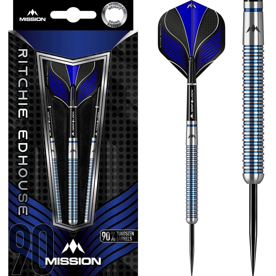 MISSION - RICHIE EDHOUSE - BLUE - STEEL TIP DARTS - 90% - 21g/23g/25g