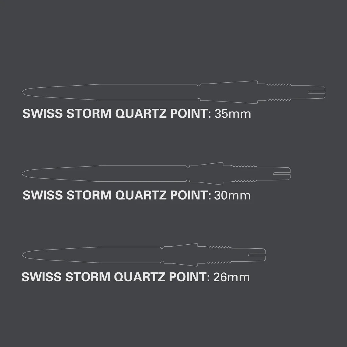 TARGET SWISS POINTS -  'STORM QUARTZ'  - REPLACEMENT/SPARE SWISS POINTS - 26mm/30mm/35mm