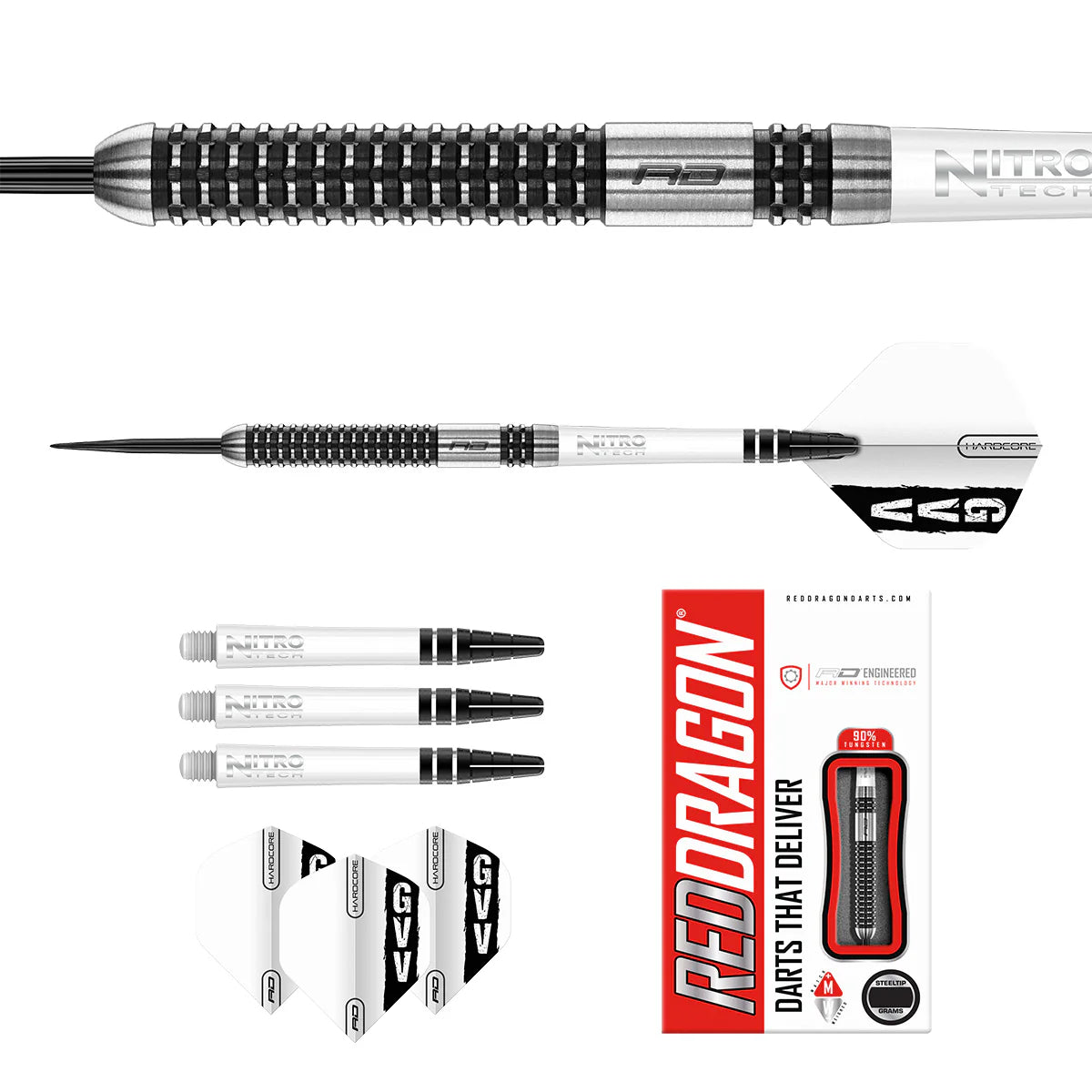 RED DRAGON - GIAN VAN VEEN - AXIS - STEEL TIP DARTS - 90% - 21g/23g