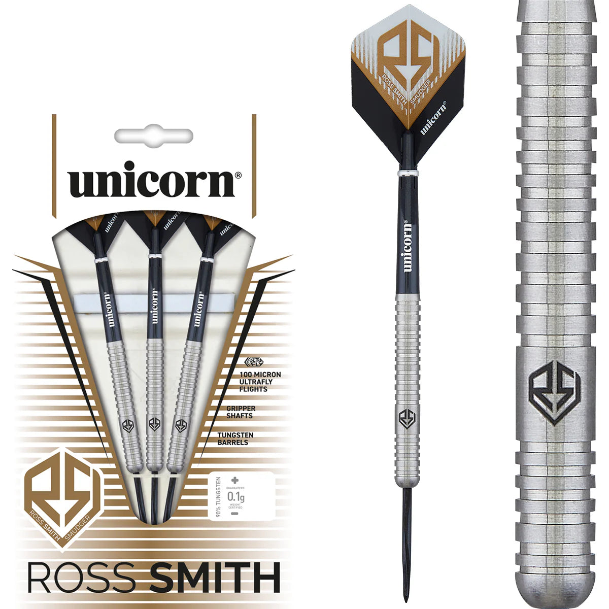 UNICORN - ROSS SMITH - NATURAL - STEEL TIP DARTS - 90% - 20g/22g/24g