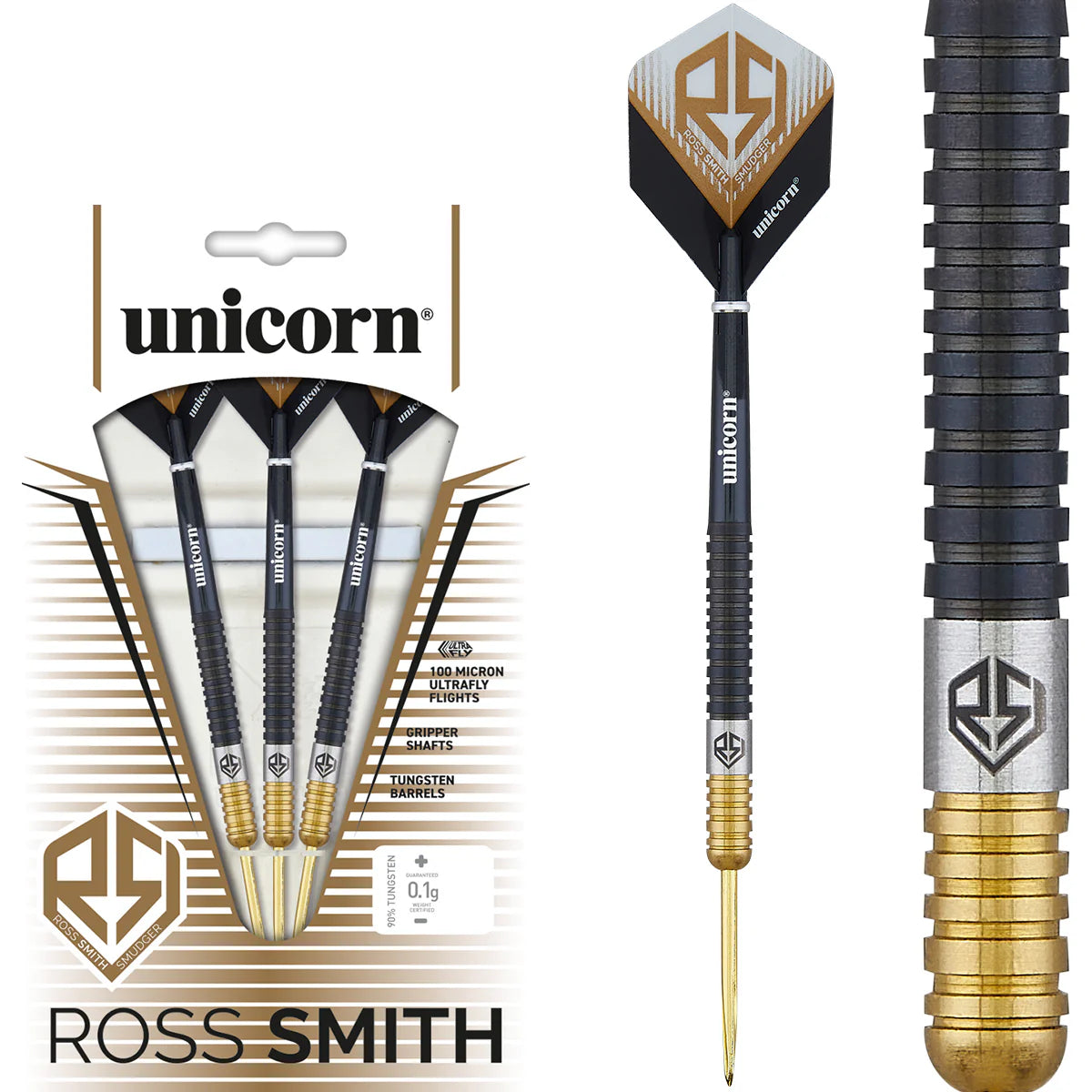 UNICORN - ROSS SMITH - TWO TONE - STEEL TIP DARTS - 90% - 20g/22g/24g