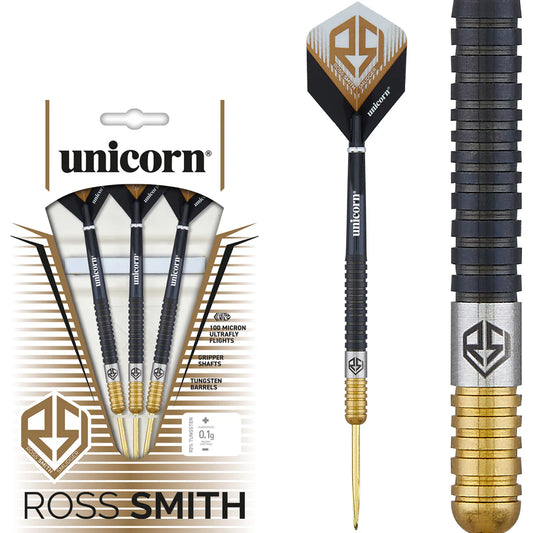 UNICORN - ROSS SMITH - TWO TONE - STEEL TIP DARTS - 90% - 20g/22g/24g