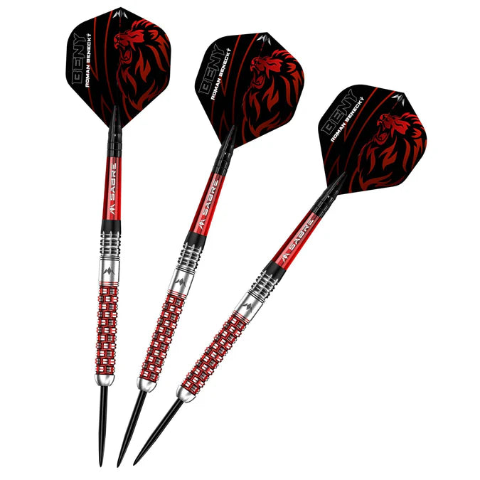 MISSION - ROMAN BENECKY - STEEL TIP DARTS - BLACK & RED - 90% - 22g/24g