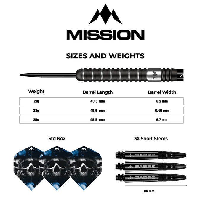 MISSION - SHAUN McDONALD - STEEL TIP DARTS - 90% - 21g/23g/25g