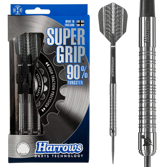 HARROWS - SUPERGRIP - SILVER - STEEL TIP DARTS - 90% - 21g/22g/23g/24g/25g/26g/28g/30g