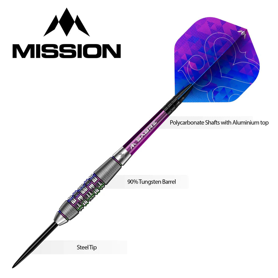 MISSION - SUZANNE SMITH - CORAL PVD - STEEL TIP DARTS - 90% - 24g/26g