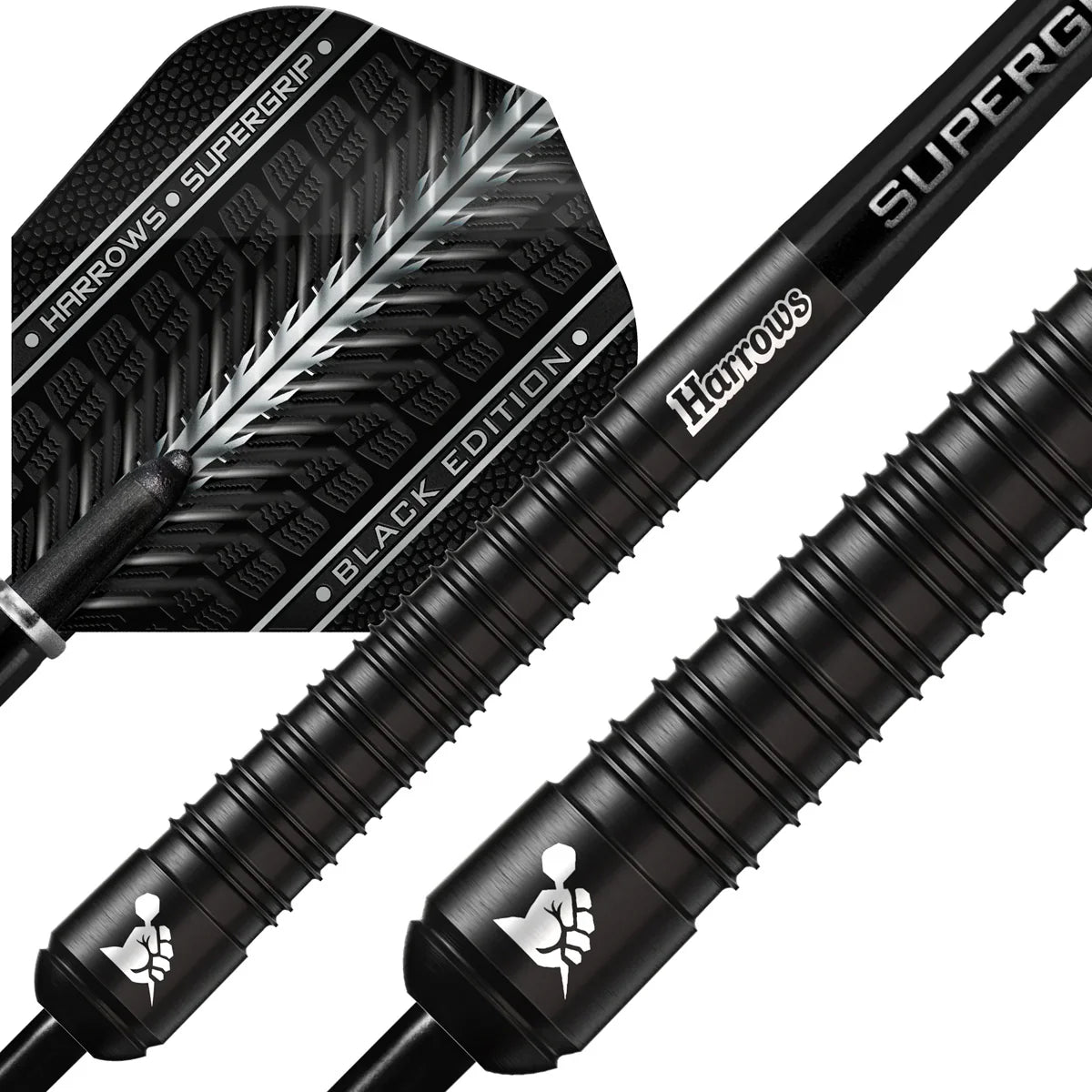 HARROWS - SUPERGRIP - BLACK - STEEL TIP DARTS - 90% - 21g/22g/23g/24g/25g/26g/28g/30g