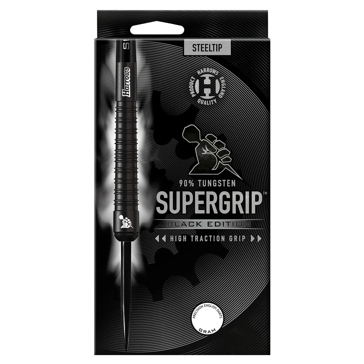 HARROWS - SUPERGRIP - BLACK - STEEL TIP DARTS - 90% - 21g/22g/23g/24g/25g/26g/28g/30g