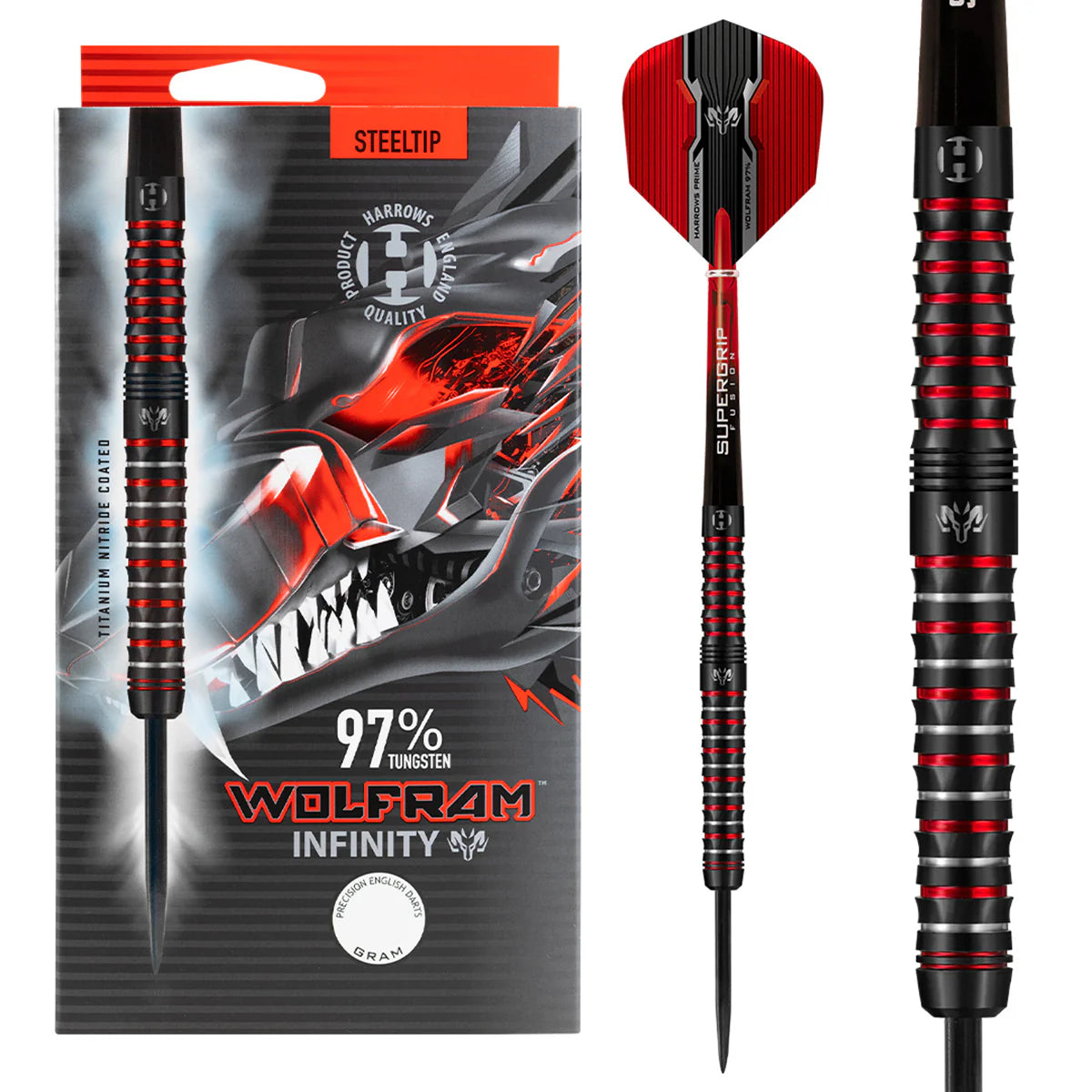 HARROWS - WOLFRAM INFINITY - STEEL TIP DARTS - 97% - 21g/22g/23g/24g/25g/26g