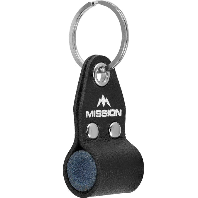 MISSION DART SHARPENER - ROUND STONE INSIDE KEYRING - BLACK