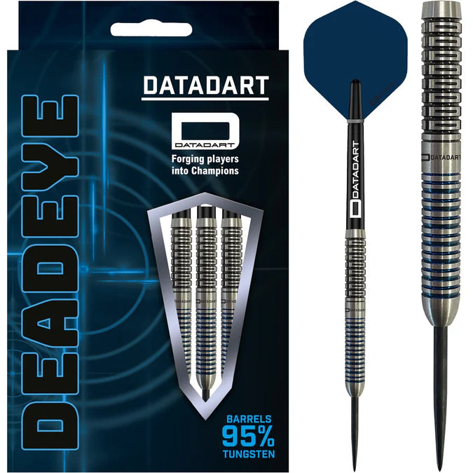 DATADART - DEADEYE DART - BLACK & BLUE ELECTRO - STEEL TIP DARTS - 95% - 22g/24g/26g