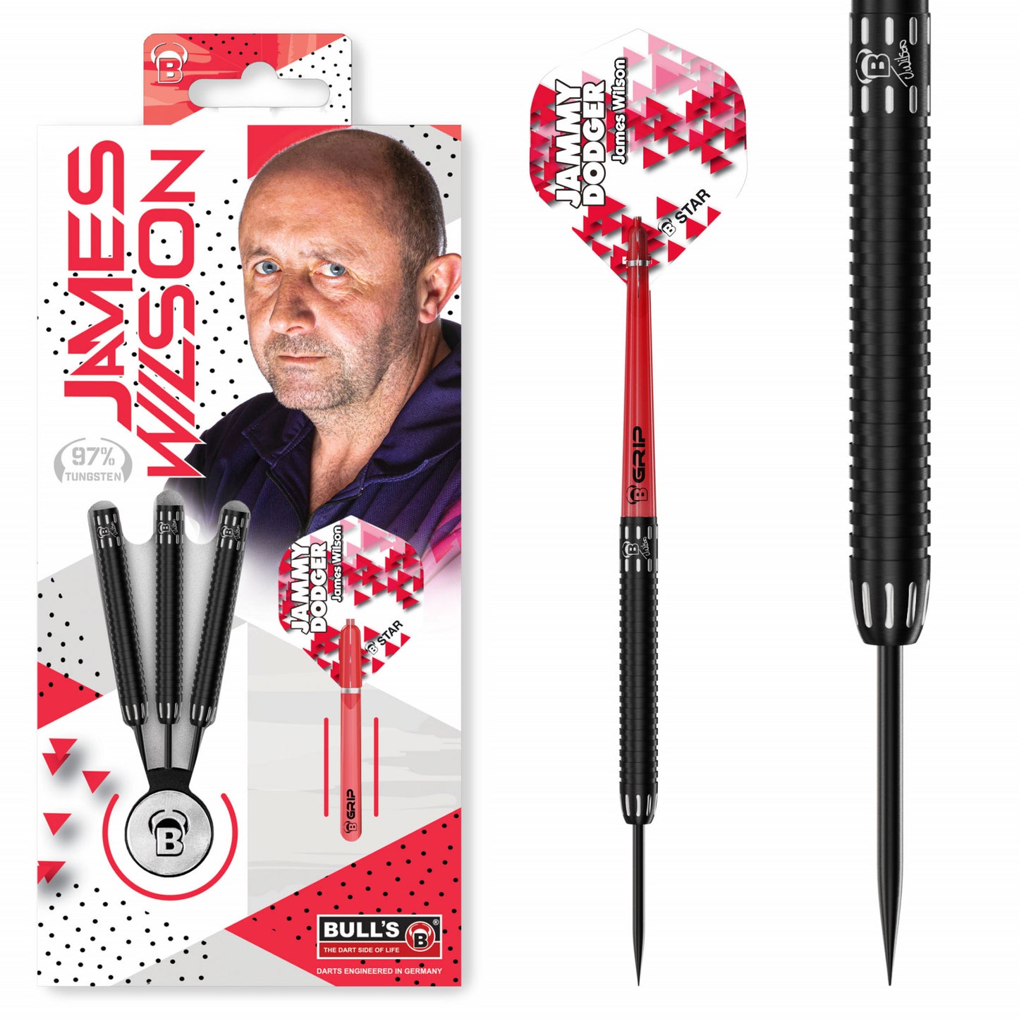 BULL'S - JAMES WILSON - 97% - STEEL TIP DARTS - 22g/24g