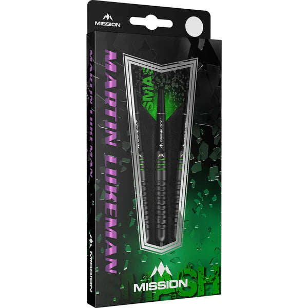 MISSION - MARTIN LUKEMAN - Steel Tip Darts - Black Titanium - 90% - 25g