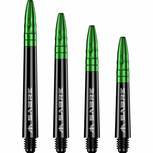 MISSION - SABRE SHAFTS - POLYCARBONATE DARTS STEMS/SHAFTS - BLACK/GREEN TOP