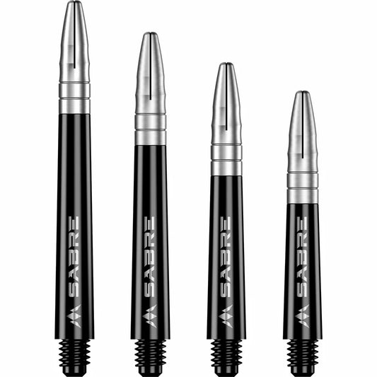 MISSION - SABRE SHAFTS - POLYCARBONATE DARTS STEMS/SHAFTS - BLACK/SILVER TOP