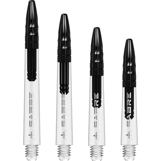 MISSION - SABRE SHAFTS - POLYCARBONATE DARTS STEMS/SHAFTS - CLEAR/BLACK TOP