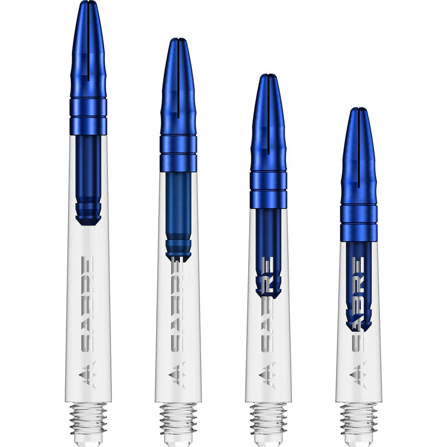 MISSION - SABRE SHAFTS - POLYCARBONATE DARTS STEMS/SHAFTS - CLEAR/BLUE TOP