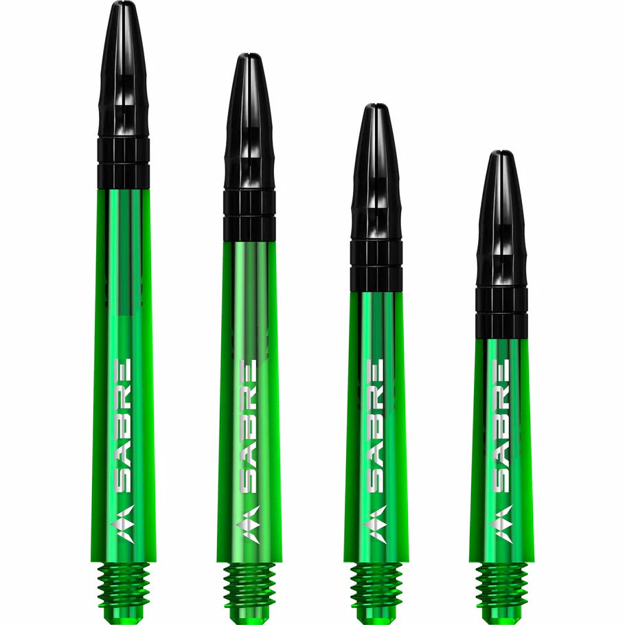 MISSION - SABRE SHAFTS - POLYCARBONATE DARTS STEMS/SHAFTS - GREEN/BLACK TOP