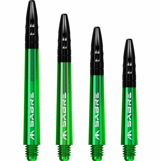 MISSION - SABRE SHAFTS - POLYCARBONATE DARTS STEMS/SHAFTS - GREEN/BLACK TOP