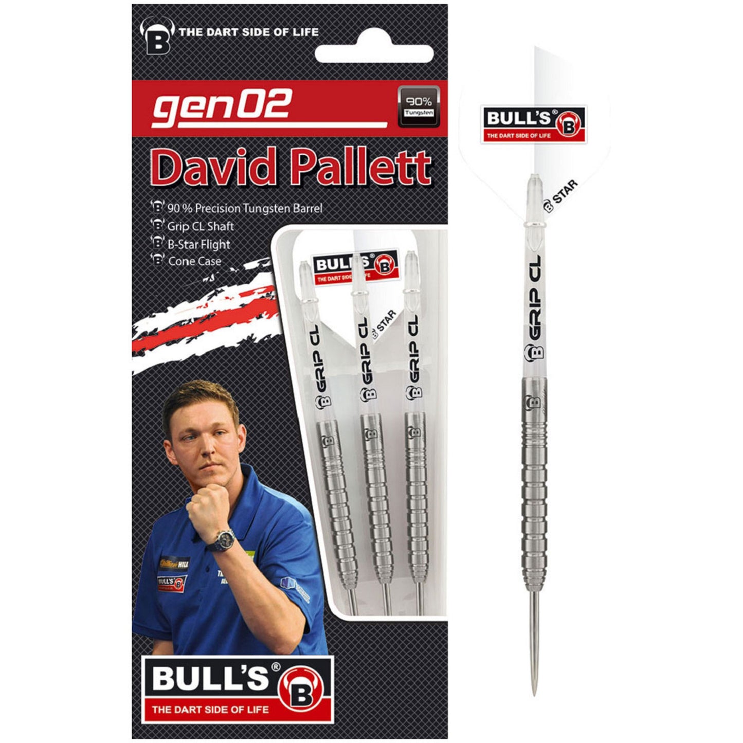 BULL'S - DAVID PALLETT - 90% - STEEL TIP DARTS - 20g