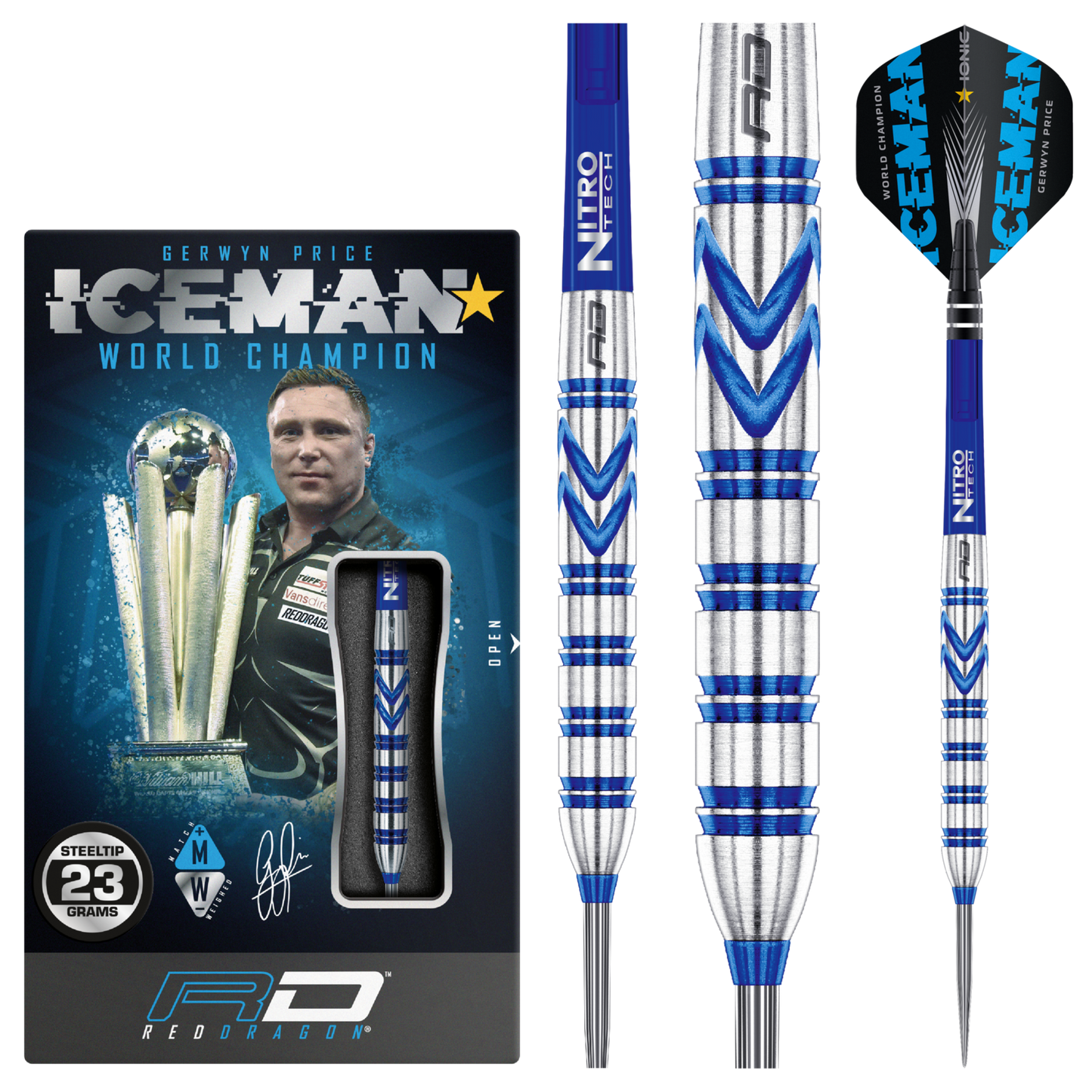 RED DRAGON - GERWYN PRICE  - STEEL TIP DARTS - 90% - 23g/24g/26g