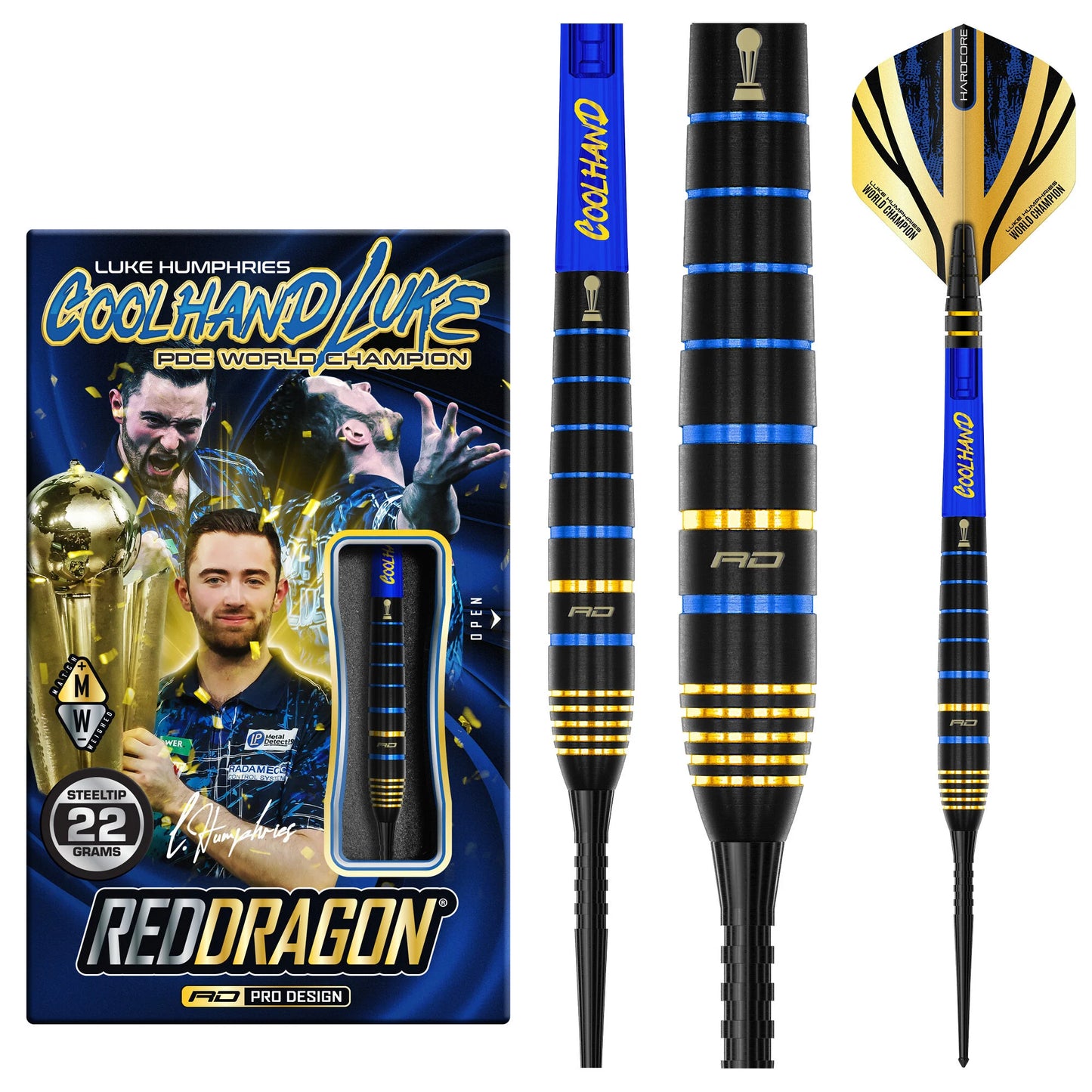 RED DRAGON - LUKE HUMPHRIES - TX4 - STEEL TIP DARTS - 90% - 22g/24g