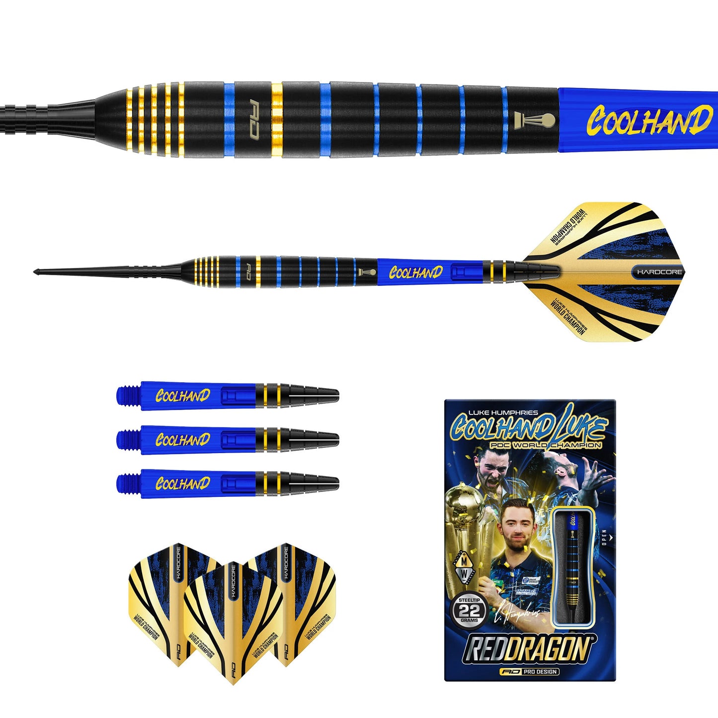 RED DRAGON - LUKE HUMPHRIES - TX4 - STEEL TIP DARTS - 90% - 22g/24g