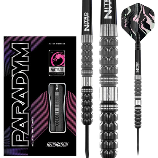 RED DRAGON - PARADYM - TAPERED - STEEL TIP DARTS - 90% - 21g/23g/25g